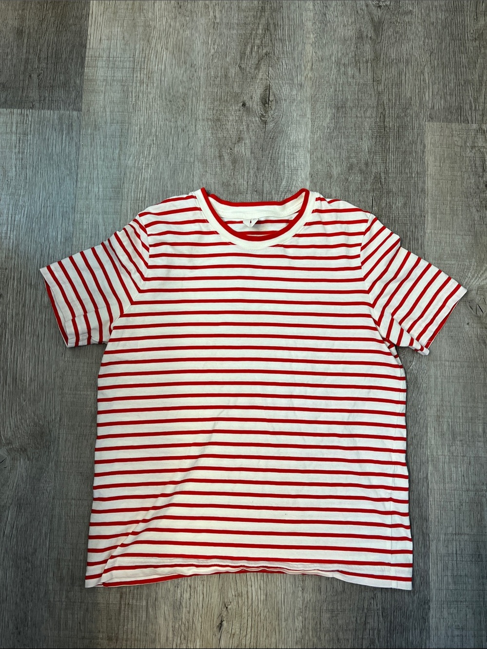 Arket White & Red Striped Short Sleeve Tee